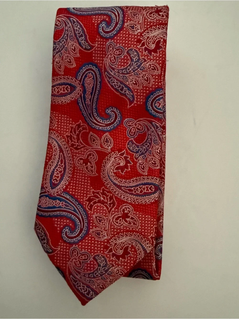Twenty Dollar Tie Red Paisley Necktie 100% Silk Hand Made